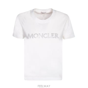 23FW Moncler 화이트 코튼 t 셔츠 8C00014829HP033 TP576890336