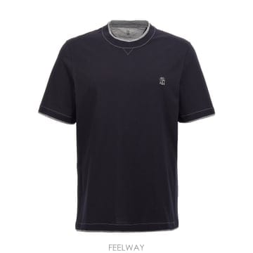 26FW 브루넬로 쿠치넬리 로고 코튼 T 셔츠 M0B137451GCHM51 TP577070175