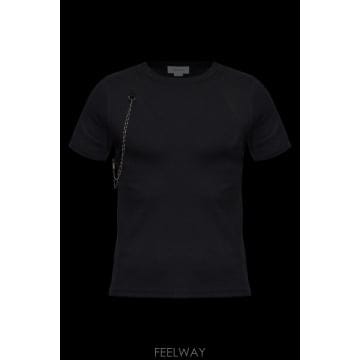 26FW 알렉산더 맥퀸 T 셔츠 with detachable chain 865528QXACM1000 TP57
