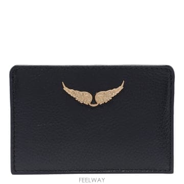 26FW ZADIG VOLTAIRE 블랙 골드톤 zv pass 카드 홀더 LWSG00001008 TP5768