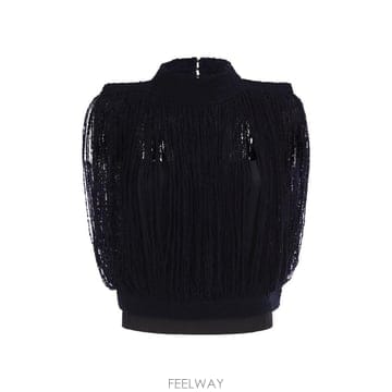 26FW 파비아나 필리피 Fringed 탑 in virgin 울, 실크 앤 캐시미어 MAD216F373M34