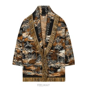 ALANUI 로스트 IN PARADISE 가디건 블랙 브라운 LWHB064R26KNI0211060 TP570