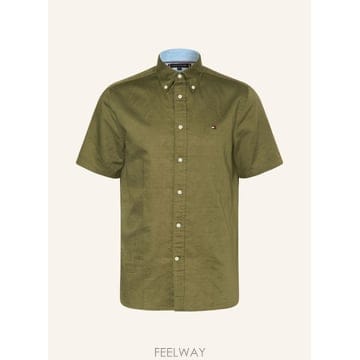 타미힐피거 Regular 핏 쇼트 슬리브 셔츠 with linen 100298770416000 TP57575