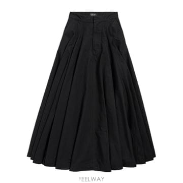 26SS Balenciaga 블랙 코튼 ripstop Godet maxi 스커트 857766TQP131000