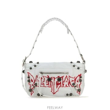 24SS Balenciaga 화이트 레더 Le Cagole XS DIY Metal 크로스바디 백 719082