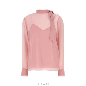 25SS 구찌 핑크 crepe 블라우스 808280ZHS045797 TP575432049