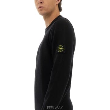 25FW 스톤아일랜드 Crew 넥 스웨터 in 퓨터 램스 울  Ribbed finishes  로고 patch