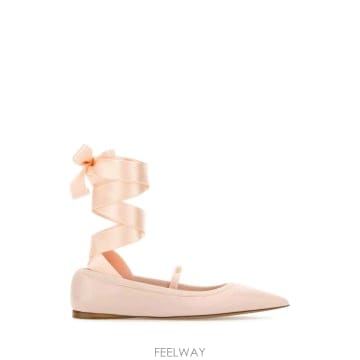 25SS 살바토레 페라가모 Pastel 핑크 레더 Carice ballerinas 01K219782675BA