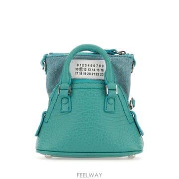 23FW 메종마르지엘라 Sea 그린 레더 앤 fabric 5AC Classique 베이비 h앤bag SB3W