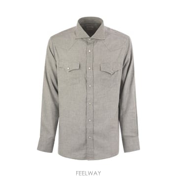 25FW 브루넬로 쿠치넬리 Stretch 코튼 chevron flannel easy 핏 셔츠 with sna