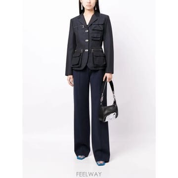 23FW Off 화이트 미드나이트 블루 stretch 울 blend pant OWCO008F23FAB0014