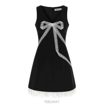 26FW Self portrait 블랙 crpe 보우 레이스 미니 드레스 PF26004SB TP5769223