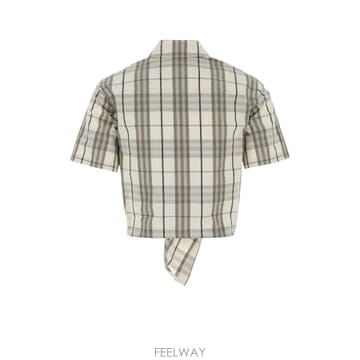 25SS Burberry Cropped 코튼 셔츠 in 체크 8109229C2539 TP571832714