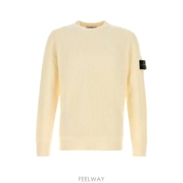 스톤아일랜드 크루 넥 스웨터 크림