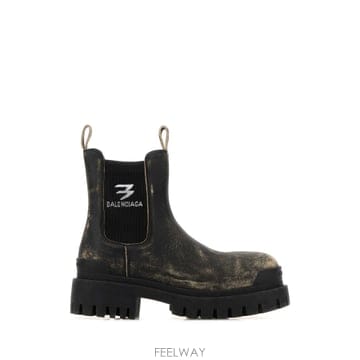 26SS Balenciaga 블랙 레더 스트라이크 Chelsea 앵클 부츠 853832WB2281919 TP