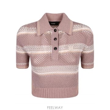 26SS AMIRI Crochet 니트  멀티 컬러 stripes  클래식 collar  AWTOKN1028