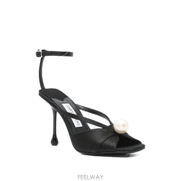 25FW 지미추 Siva 95 Satin 샌들 SIVA95AODBLACKWHITE TP575475997