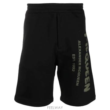 24SS 알렉산더 맥퀸 블랙 코튼 bermuda 숏츠 688717QTAAB0519 TP571825426