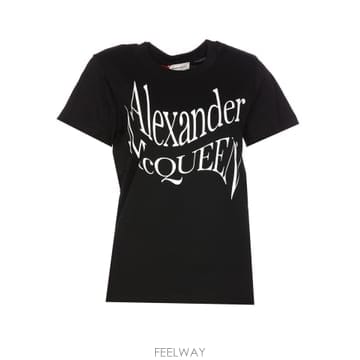 24SS 알렉산더 맥퀸 블랙 코튼 t 셔츠 781403QZALT0901 TP571825173