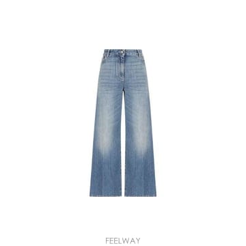 발렌티노 버튼 디테일 플레어 진 블루