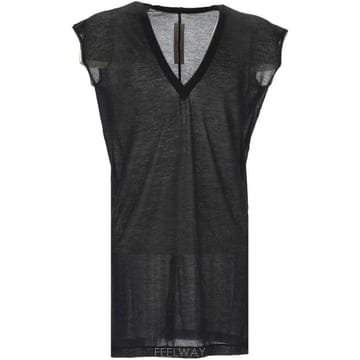 Rick Owens 템플 딥 V SL 티셔츠 블랙