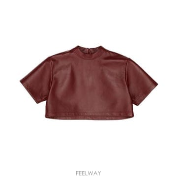발렌시아가 가죽 크롭 티셔츠 871787TUS17 6500 TP979328048