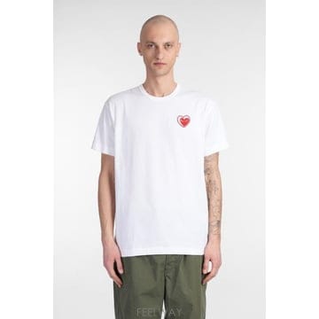 Comme des Garcons Play 로고 프린트 장식 티셔츠 AXT802051 whitered TP97