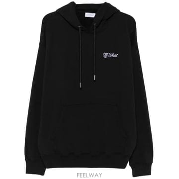 26FW 오프화이트 후드 티셔츠 OMBB085F26FLE00U00 001 BLACK