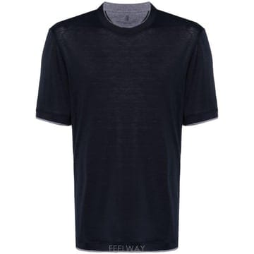 Brunello Cucinelli 26SS ���ڷ� ��ġ�ڸ� ����ũ ���̾ Ƽ���� MD8217427 CW893BLU26SS ���ڷ� ��ġ�ڸ� ����ũ ���̾ Ƽ���� MD821742
