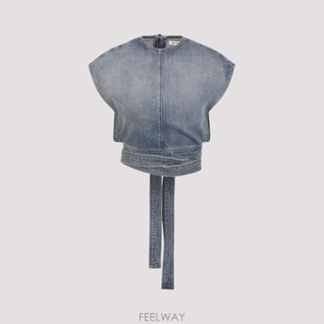 Alaia [D14]�˶��̾� 65751A56 FADED BLUE ���� Ƽ���� �μҸ� ž ���� Alaia Belted T[D14]�˶��̾� 65751A56 FADED BLUE ���� Ƽ���� �μҸ� 