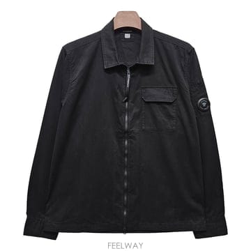 CP컴퍼니 오가닉 개버딘 렌즈 오버셔츠 블랙
