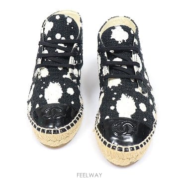 Chanel(샤넬) G30899 블랙 페이던트 트위드 CC로고 페인팅 여성 에스파듀 36