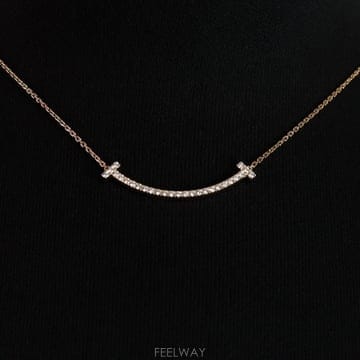 티파니 18K로즈골드(핑크골드) T스마일 0.48캐럿 파베다이아 미듐 펜던트 목걸이aa65555