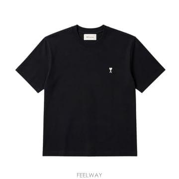 아미 블랙 코튼 아미 드 하트 티셔츠 블랙 화이트 크림 HTS346724045