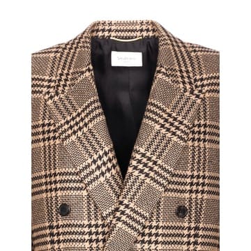 Saint Laurent 25FW ���ζ� Prince Of Wales ��ũ �� ĳ�ù̾� ���� 837047Y3J671492 TP571825FW ���ζ� Prince Of Wales ��ũ �� ĳ�ù̾� ���� 8370