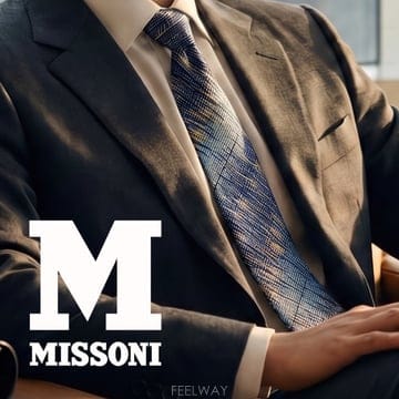 MISSONI 미쏘니 실크 블루 추상 격자 패턴 넥타이 9.9cm S~A+등급 e1646