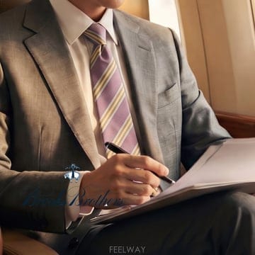 BROOKS BROTHERS 브룩스브라더스 실크·린넨 인디핑크 스트라이프 넥타이 9.8cm A+등급k3151
