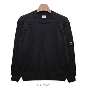 CP컴퍼니 26FW 램스울 렌즈 크루넥 스웨터 니트 블랙 RFCMKN707A 110149A 999