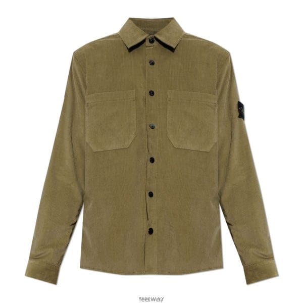 26 FW 스톤 아일랜드 로고 패치 롱슬리브 셔츠 그린 V005G L2S151200042S0144