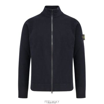 26 FW 스톤 아일랜드 로고 패치 집업 버진울 가디건 블랙 V0029 K2S155100062S00A1