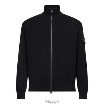 26 FW 스톤 아일랜드 로고 패치 집업 코튼퓨어 가디건 블랙 V0029 L1S155100126S00D8