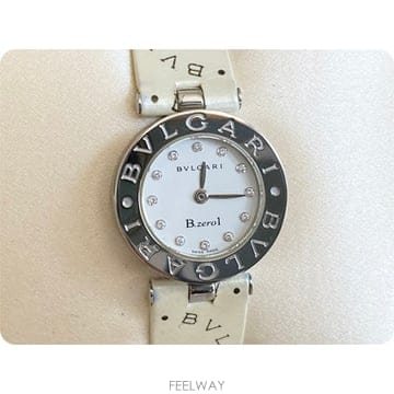 불가리 비제로원 화이트 순정 다이아 12p 쿼츠 여성용 22mm 스몰