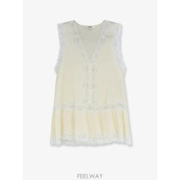 Chloe [N85]���ο� CH26UHT93005 ���� Ƽ���� �μҸ� ��Ҹ� ž CHLOE Silk top with l[N85]���ο� CH26UHT93005 ���� Ƽ���� �μҸ� ��Ҹ� ž 