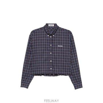 Miu Miu �̿�̿� check print logo patch shirt 12107865948424 TP724575007�̿�̿� check print logo patch shirt 12107865948424 T