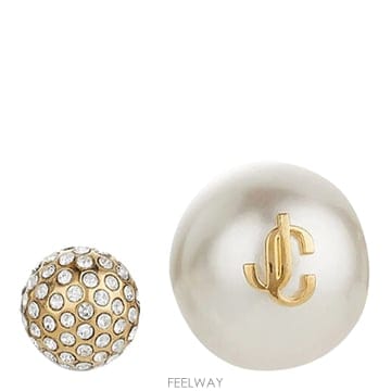 Jimmy Choo 26FW ������ Asymmetric earrings AURISTUDSJIQGOLDWHITECRYSTAL TP26FW ������ Asymmetric earrings AURISTUDSJIQGOLDWHITEC