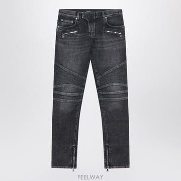 Balmain 25FW Balmain Grey washed ���� biker jeans FH1MG115DF829AZ TP5725FW Balmain Grey washed ���� biker jeans FH1MG115DF82
