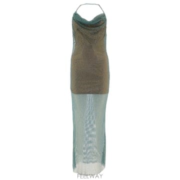 Self Portrait 23SS Self portrait Mint Rhinestone Fishnet Cowl �巹�� SS23149X23SS Self portrait Mint Rhinestone Fishnet Cowl �巹��