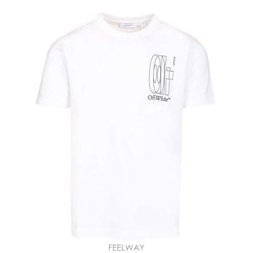 26SS Off 화이트 Outline Double Arrow 슬림 T 셔츠 OMAA027S26JER00310