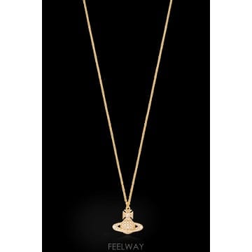ViVienne westwood 26FW ���� ����Ʈ��� Orb pendant ����� in ����� tone metal with ũ����Ż 626FW ���� ����Ʈ��� Orb pendant ����� in ����� to
