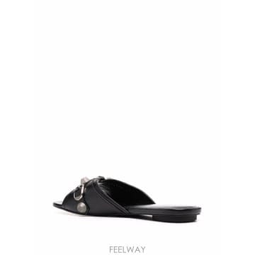 23SS Balenciaga 블랙 레더 Cagole 슬리퍼 694342WAD4E1081 TP572323504